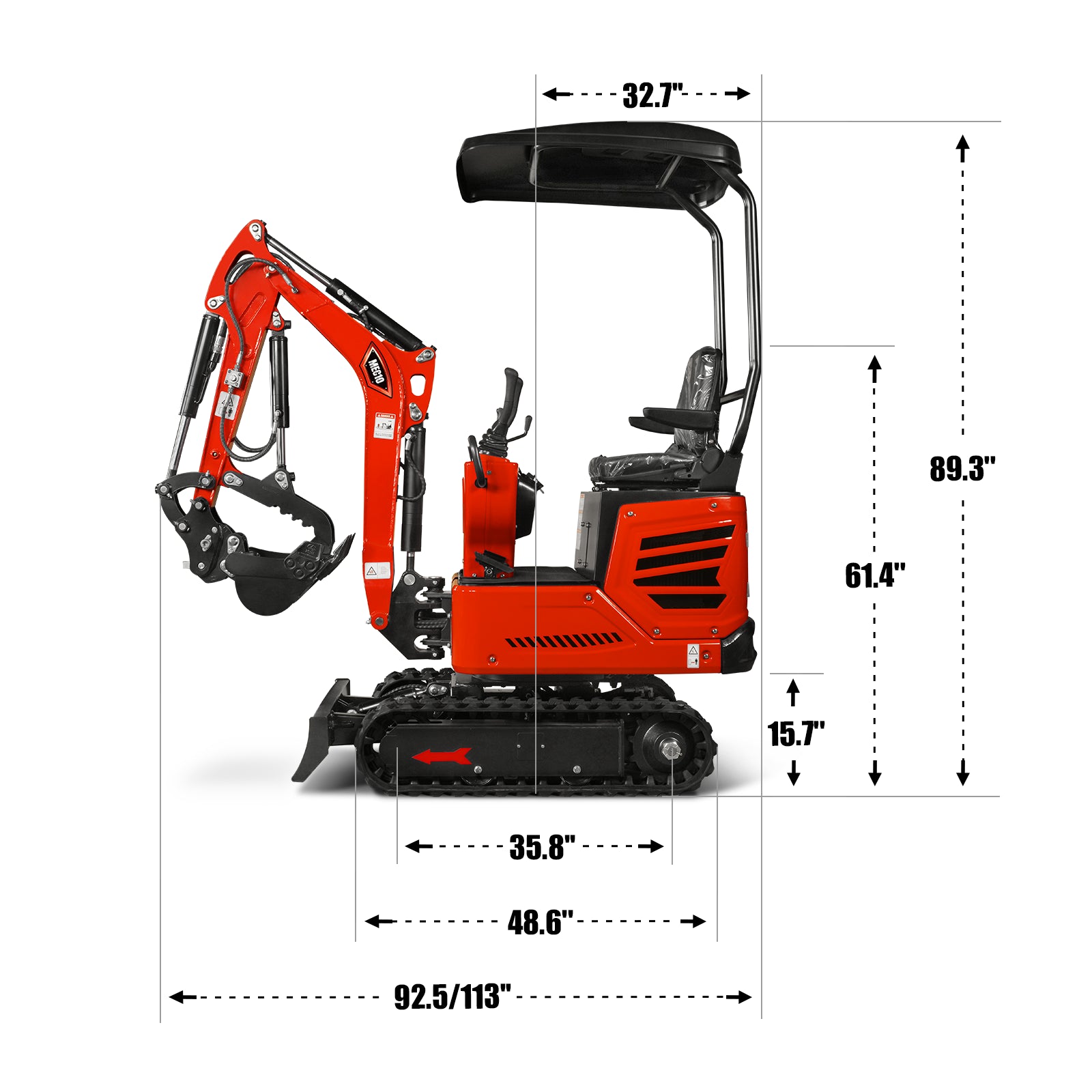 Mini Compact Excavator HONDA GX390 Engine, 65.7" Max. Digging Depth, 1Ton, 2280 LBS Operating Weight, MEC10 - Image 8
